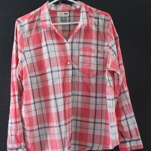Old Navy Classic Button Up Plaid Blouse - Size XL
